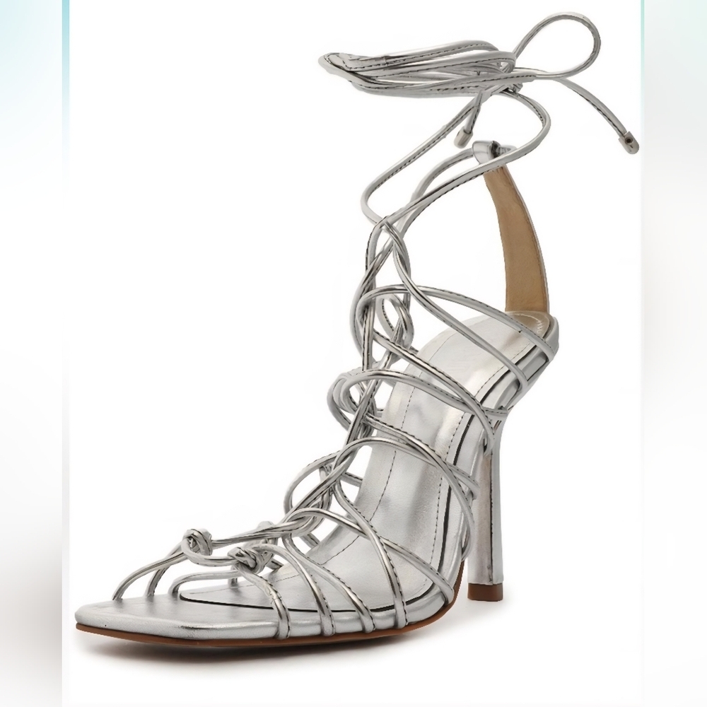 Schutz Strappy Silver Gladiator Sandals. Size 8.5. Never Worn.